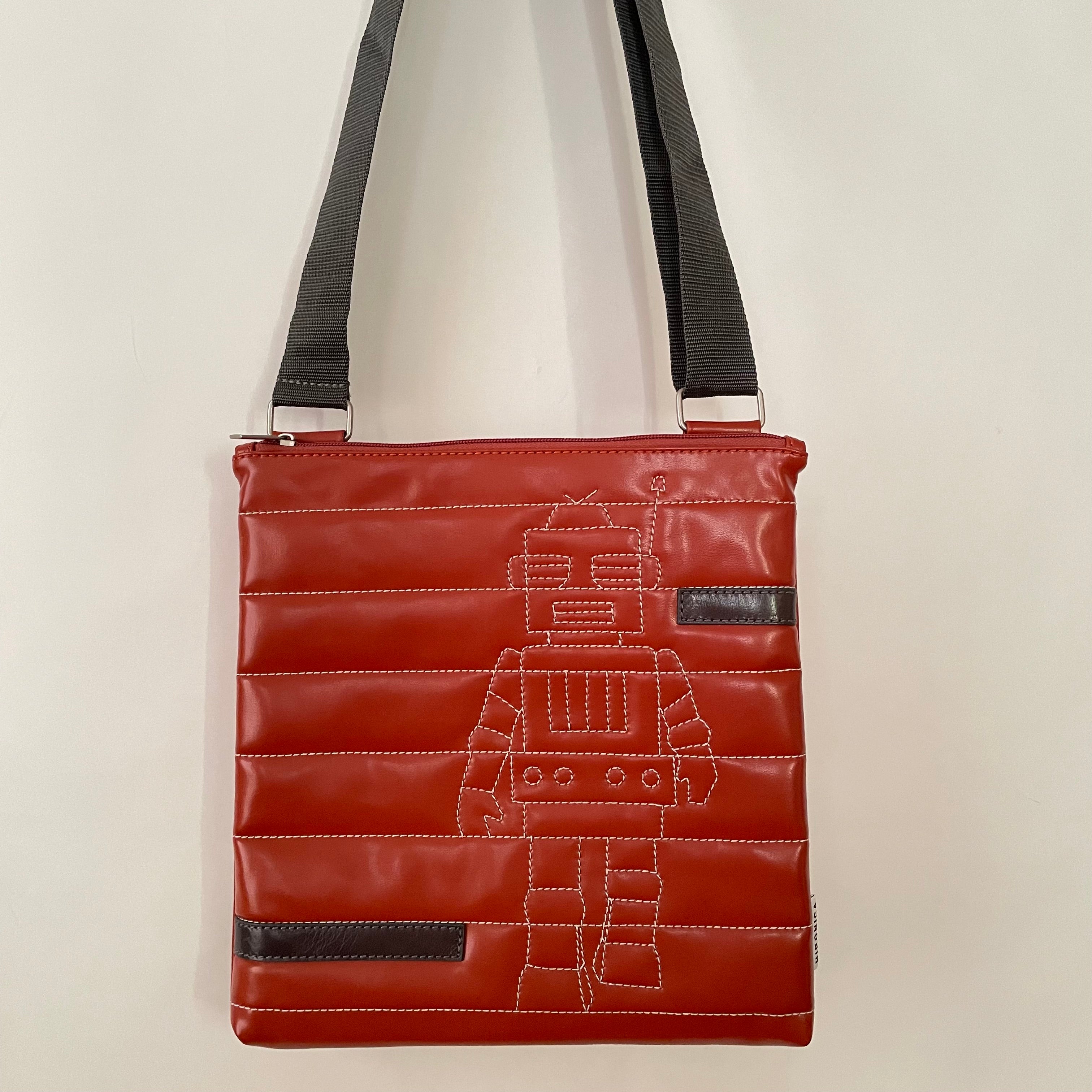 Premium Collection | Small Faux Leather Bag with Robot Stitch Accent | Terracotta